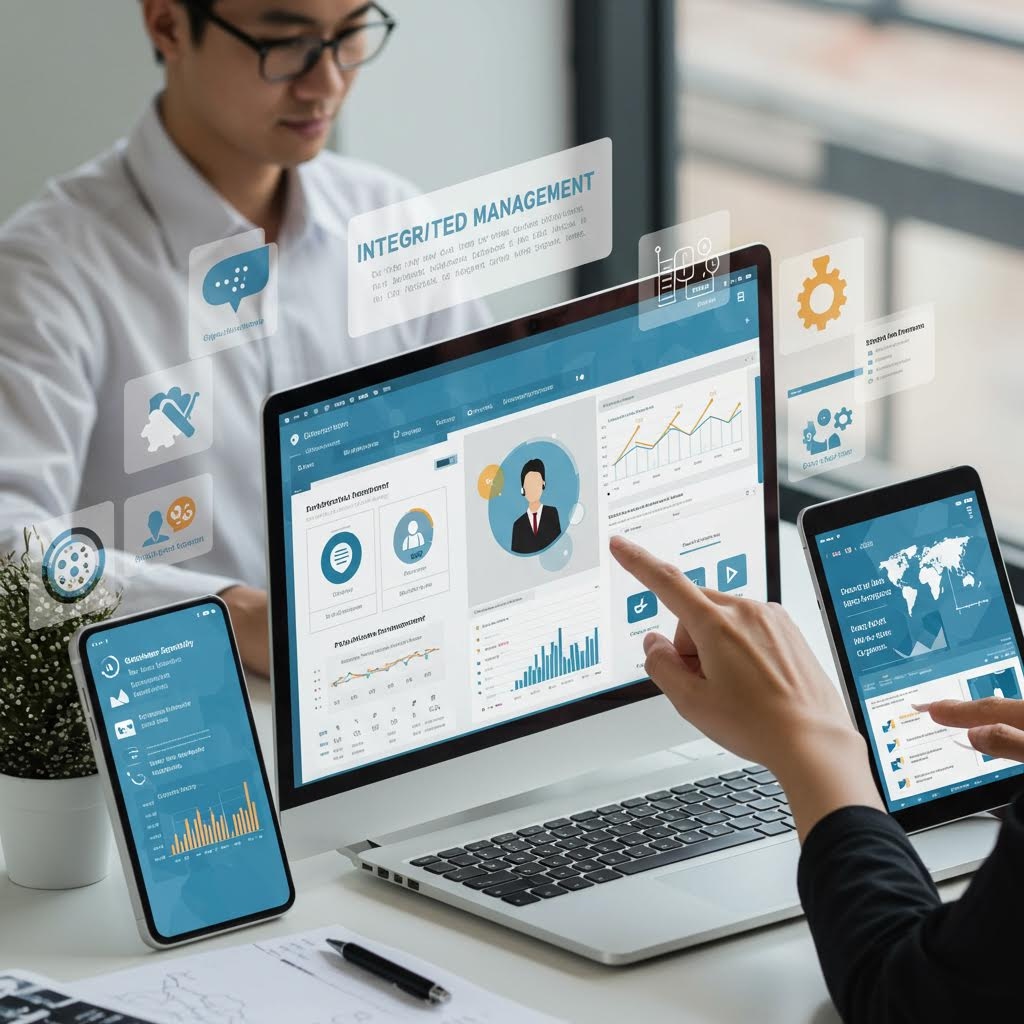 손끝이 데이터 차트를 가리키는 장면 속에서 루믹스의 운영 대시보드가 유기적으로 연결되는 인상