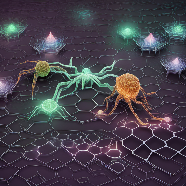 알고리즘을 시각화한 생물학적 패턴의 네트워크 생명체 일러스트